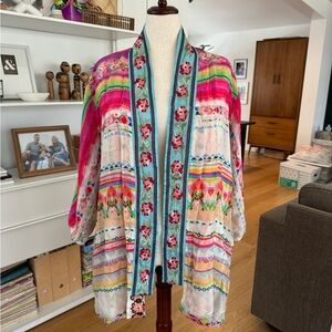 JOHNNY WAS Embroidered Tunic Cardigan XL